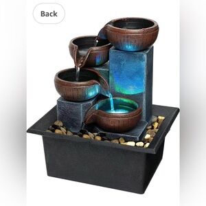 NEW Indoor Tabletop Fountain Zen Waterfall Feature Color LED Light Natural Rocks